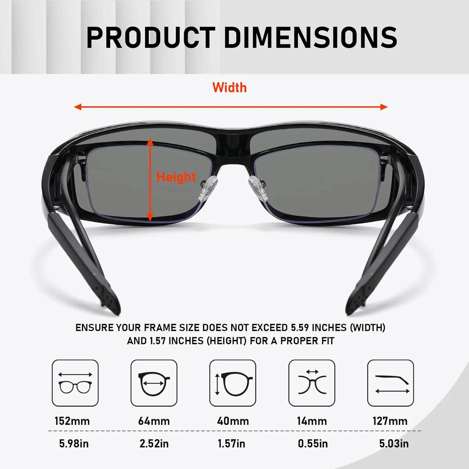 Wzerry Polarized Sunglasses Fit Over Glasses, UV Protection Wrap-Around for Men Women, Driving and Outdoor Activities